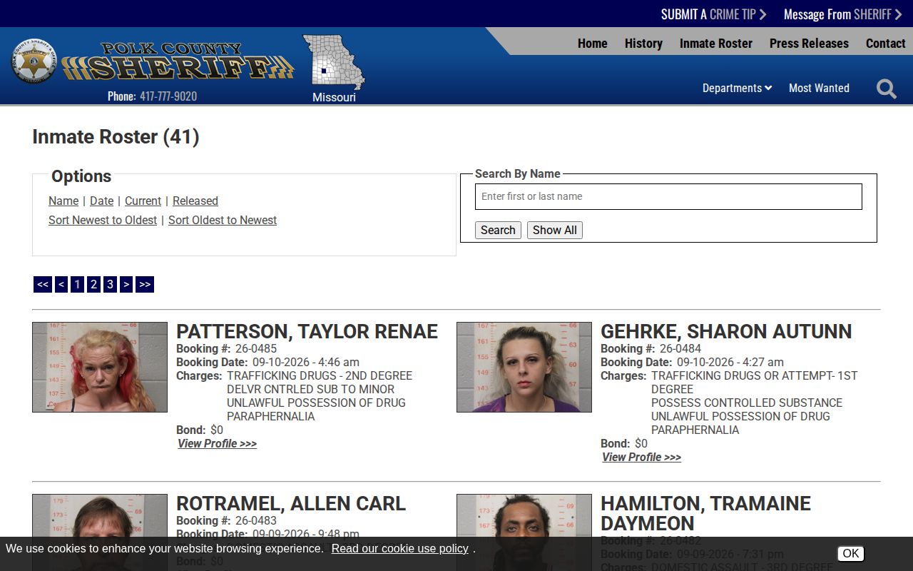 Polk County Sheriff current inmate roster interface